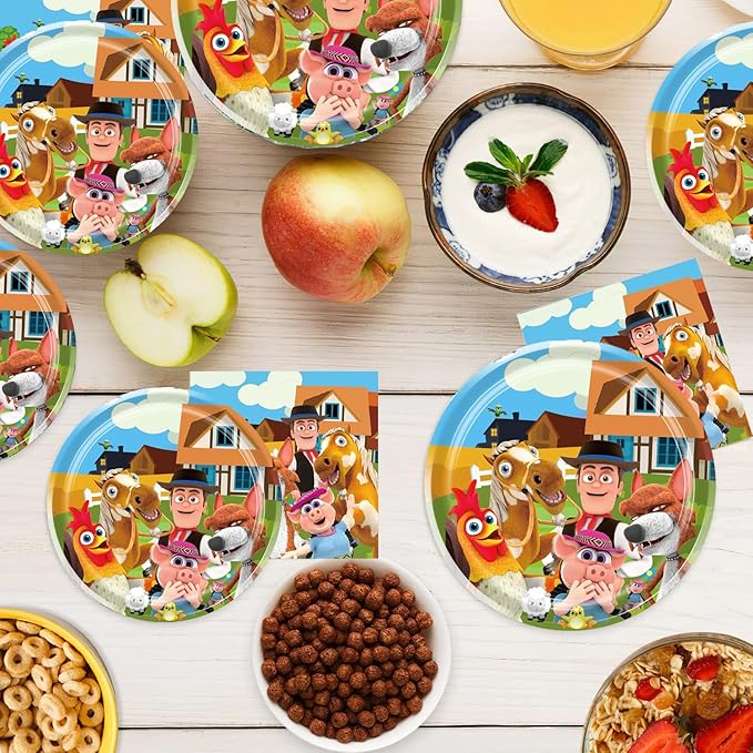 40Pack Lai Granja De Zenoon Party Supplies include 20 plates, 20 napkins for The De Zenoon birthday party decoration