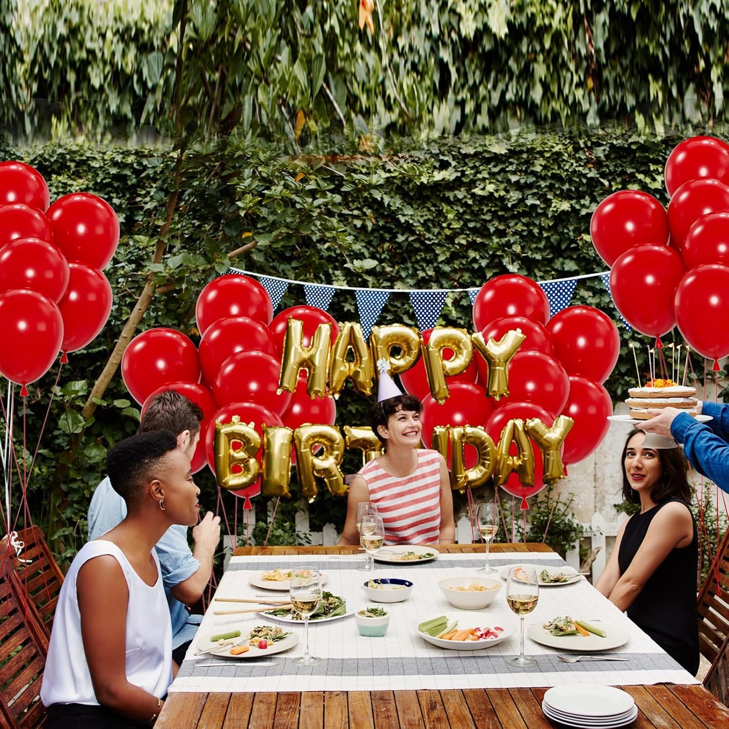 50pcs Red Balloons, 12inch Red Party Balloons Helium Quality for Wedding Anniversary Birthday 4th of July Independence Day Valentine's Party Decorations (With Ribbon & Glue)