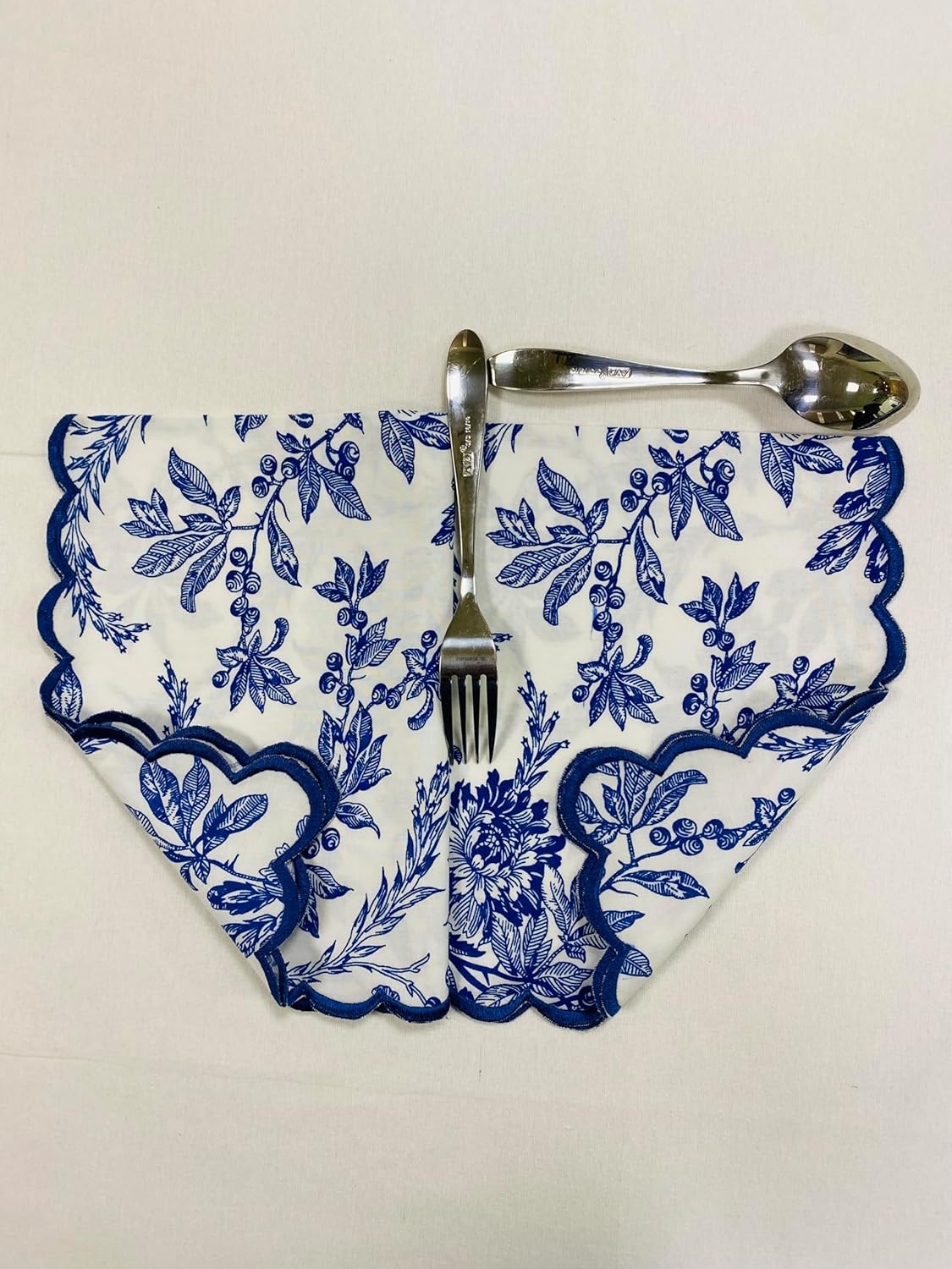 Ridhi Incremental Blue Hand Block Print Napkins 18" x 18" Set of 4 Reusable Cotton Dinner Napkins for Weddings, Parties & Everyday Dining, Thanksgiving, Christmas, Fall