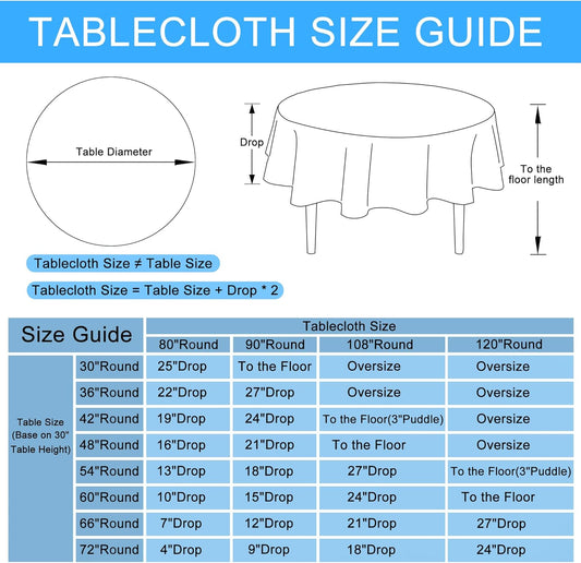 Hiasan Round Linen Table Cover 90 Inch - Wrinkle and Stain Resistant Washable Polyester Fabric Table Cloth for Dining Room Kitchen Party, White