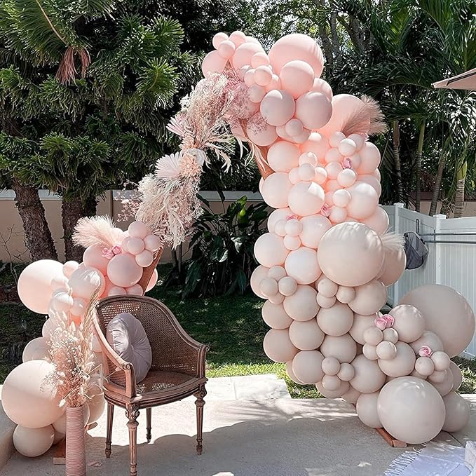 PartyWoo Beige Balloons 140pcs Different Sizes of 18 12 10 5 Inch Boho Cream Ivory Neutral Balloon Arch Kit Garland for Wedding Bridal Graduation Baby Shower Birthday Party Decorations White-F60