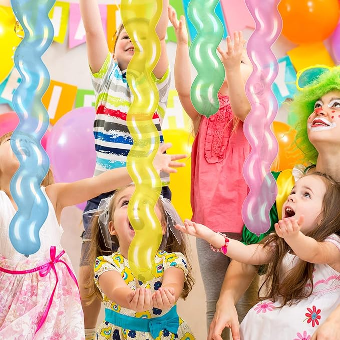 Sumind 100 Pcs 40'' Latex Spiral Balloons Colorful Twisted Long Assorted Colors Balloon for Playing Wedding Birthday Party Theme Parties Festival Parties(Vibrant Color)