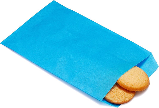 Quotidian Sky Blue Flat Medium Greaseproof Paper Bags 4" x 6" (10 x 15.2cm) Pack of 100 - Soap Wedding Cards Stamps Party Favor