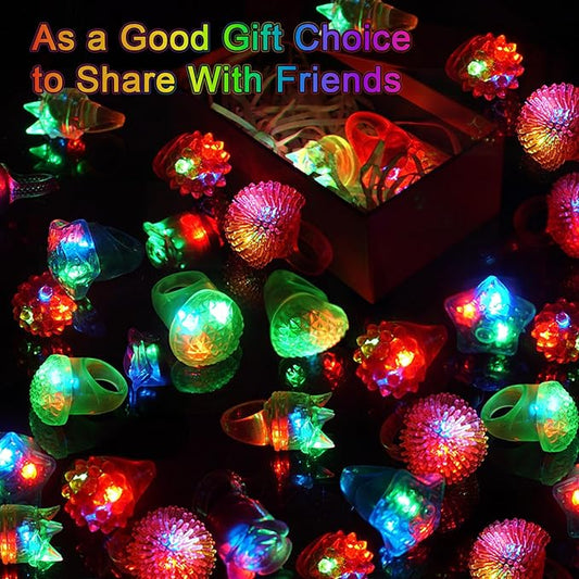 Valentines Day 150 Pcs Light Up Rings, New Year Glow In The Dark Party Supplies, 6 Style Flashing Glow In The Dark Rings for Adults & Kids, LED Ring for Birthday Party Favors, Concert, Raves, Halloween, Christmas