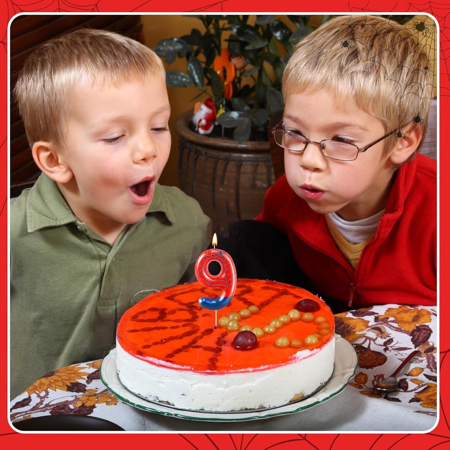 Spider Themed Birthday Candles Number 9 Candle Birthday Cake Candle Party Decoration Cake Topper for Spider Party Decoration Theme Party Supplies (Number 9)