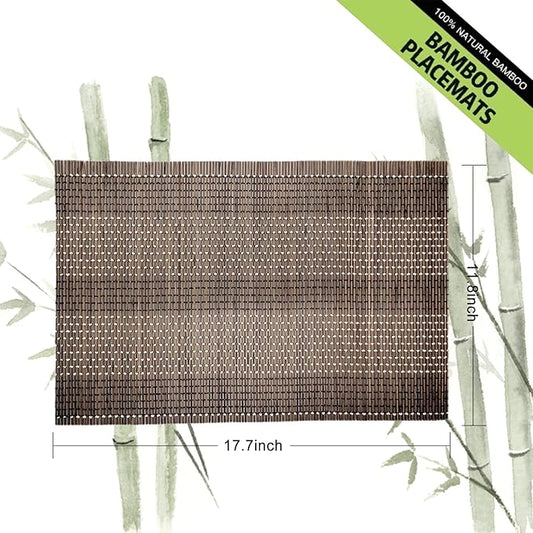 ANDSTAR Set of 8 Pcs Bamboo Placemats Natural Anti-Slip Bamboo Placemats Washable Heat-Resistant Table Mats for Dining Room and Kitchen(Coffee+White+Black)