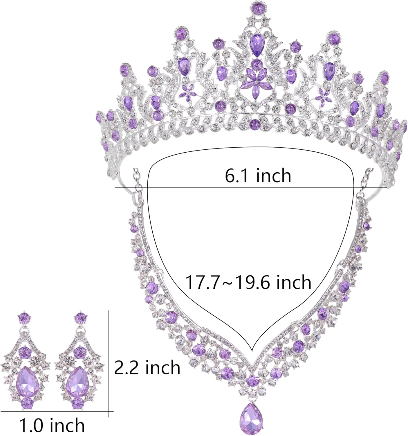 Kamirola Tiaras and Crowns for Women,Tiaras Earrings Necklace, Crystal Bridal Jewelry Set, Costume Party Halloween Prom Pageant Jewelry for Women Girls(TR42)