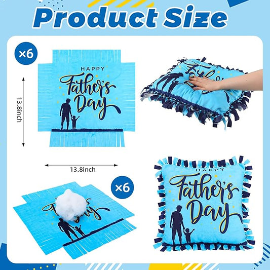 Mindsoft 6 Sets Father's Day DIY Pillow Craft Kits Cute Silhouette Tied Pillows with Happy Father's Day Design, Handmade Gifts for Dad, Craft Activities, Home Decoration & Party Decor Favors
