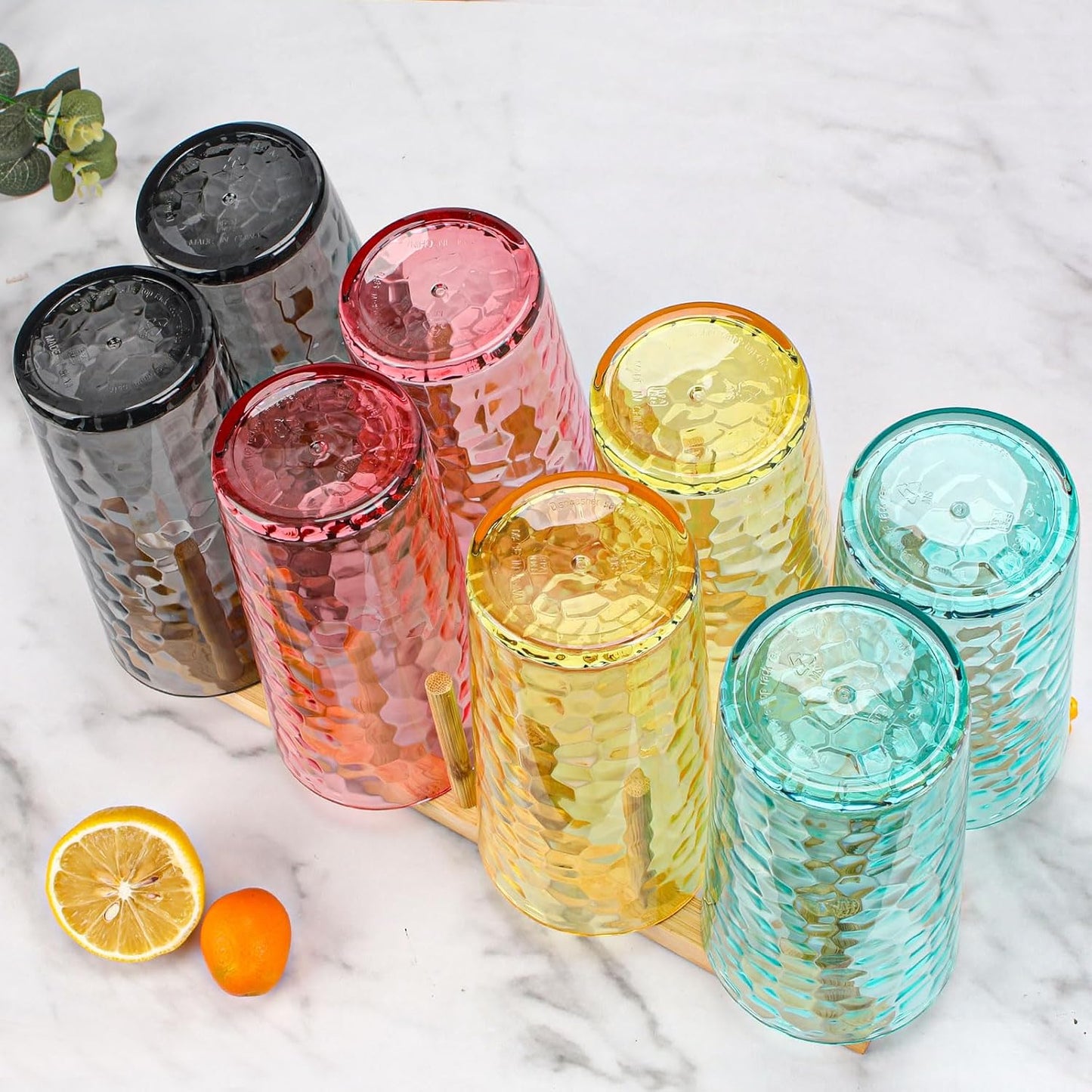 BPA-Free Plastic Tumblers 8 Pack (8x22oz) | Reusable Dishwasher Safe | Stackable Shatterproof Cups | Plastic Drinkware & Drinking Tumblers for Restaurant, Home, Party