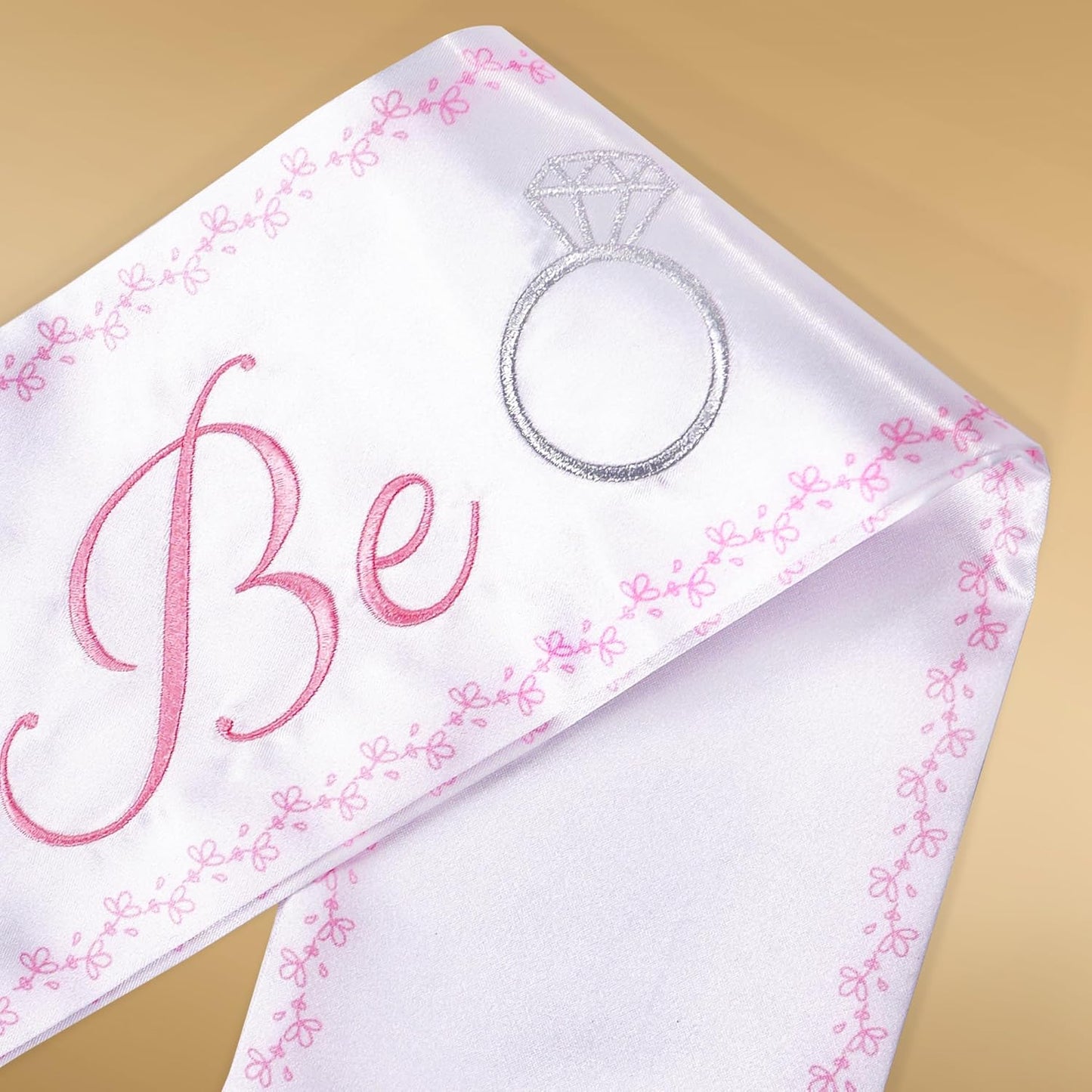 Embroidered Bride to Be Sash Double-Layer Satin Sash with Pink Trim Bridal Shower Hen Night Bachelorette Party Accessories