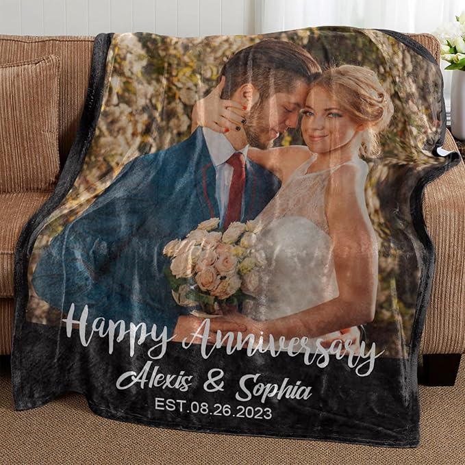 Ships Next Day Custom Blanket with Picture Personalized to My Wife Photo Blanket Customized Wedding Valentines Day Gift for Couple Girlfriend Boyfriend Her Him Husband Wife
