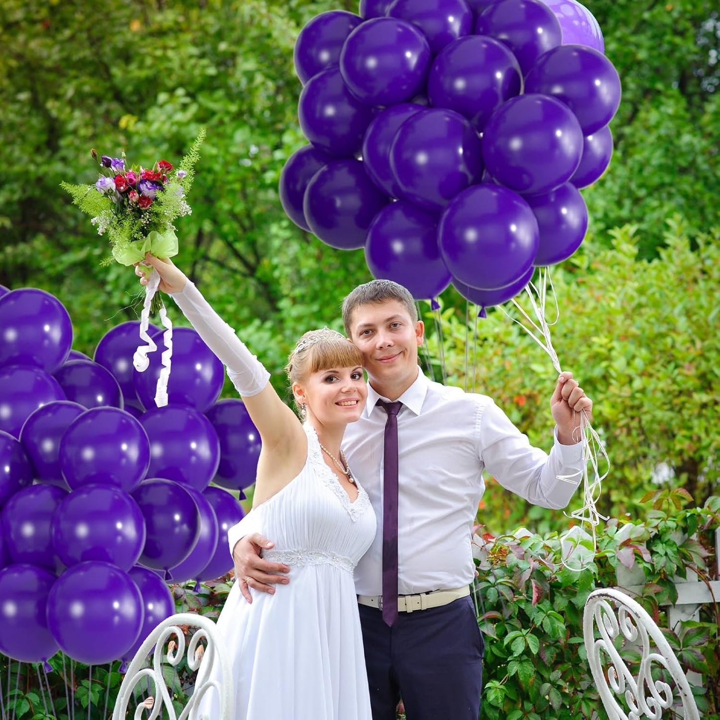 50pcs Dark Purple Balloons, 12inch Helium Quality Deep Purple Latex Balloon for BOHO Birthday, Halloween, Wedding Party Decorations(With Ribbon & Glue)