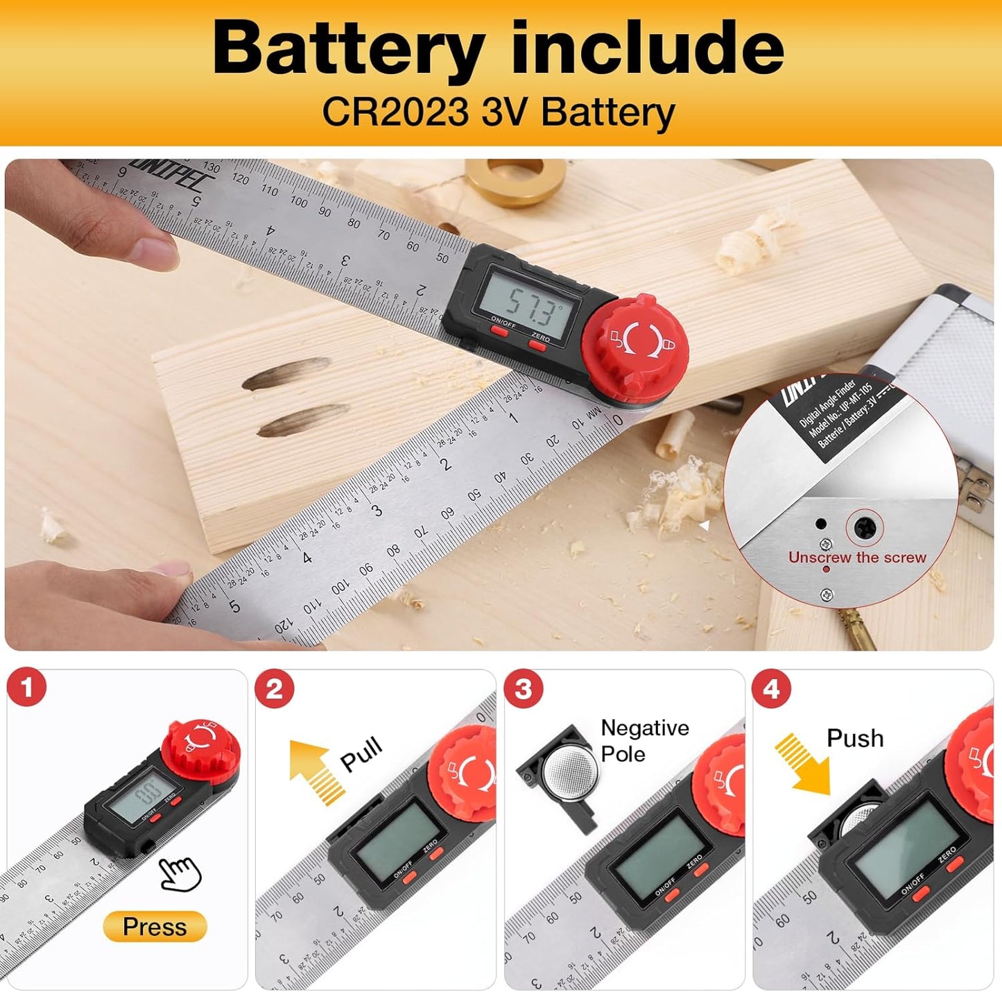 Digital Angle Finder Protractor, Angle Finder Ruler,Stainless steel 7inch 200mm 7inch/200mm, Angle Measuring Tool for Woodworking,Carpenter,Construction,DIY Measurement (Stainless Steel)