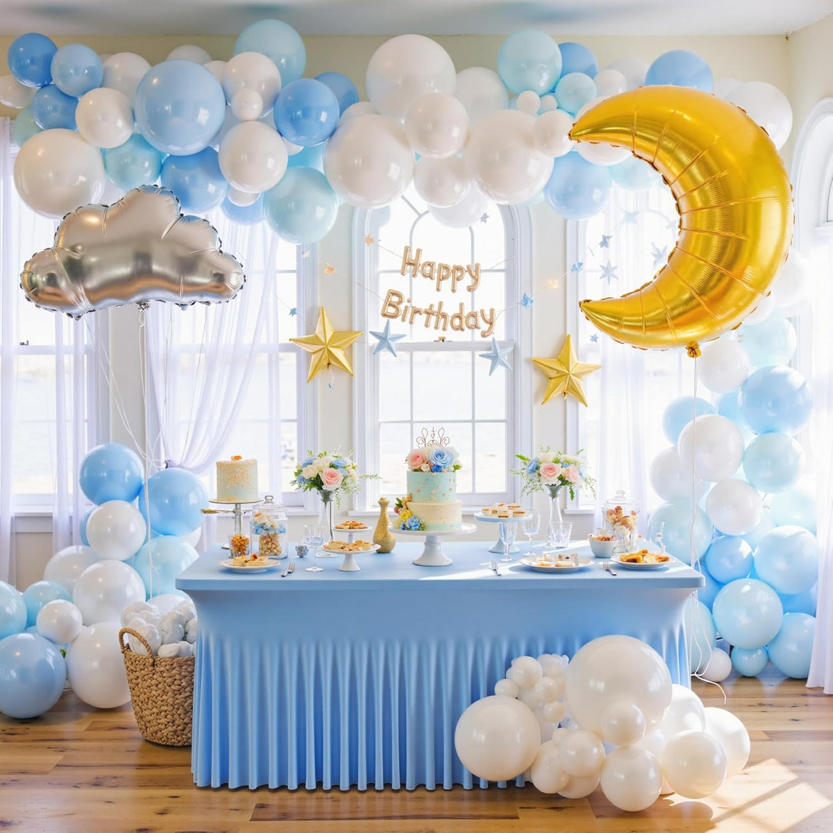 leegleri 2 Pack Baby Blue Spandex Fitted Table Clothes for 6 Foot Rectangle Tables, Wrinkle Free 6ft Table Cover, Spandex Table Skirt for 6FT Rectangle Tables-for Banquet Weddings Parties