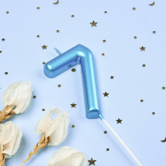 PHD Cake 2.76 inch Classical Blue 7 Number Birthday Candles for Party Celebration