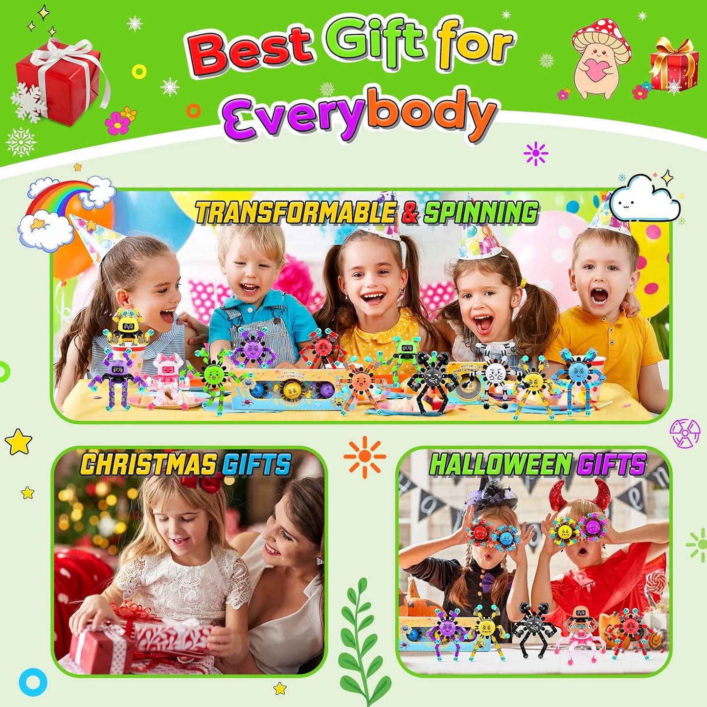 9 PCS Fidget Spinner Toys for Kids & Adults,Party Favors Supplies Goodie Bags Stuffers,Classroom Fidget Small Prizes for Students,Bulk Travel Sensory Toy for 3-5-8-12,Boys Girl Birthday Gifts