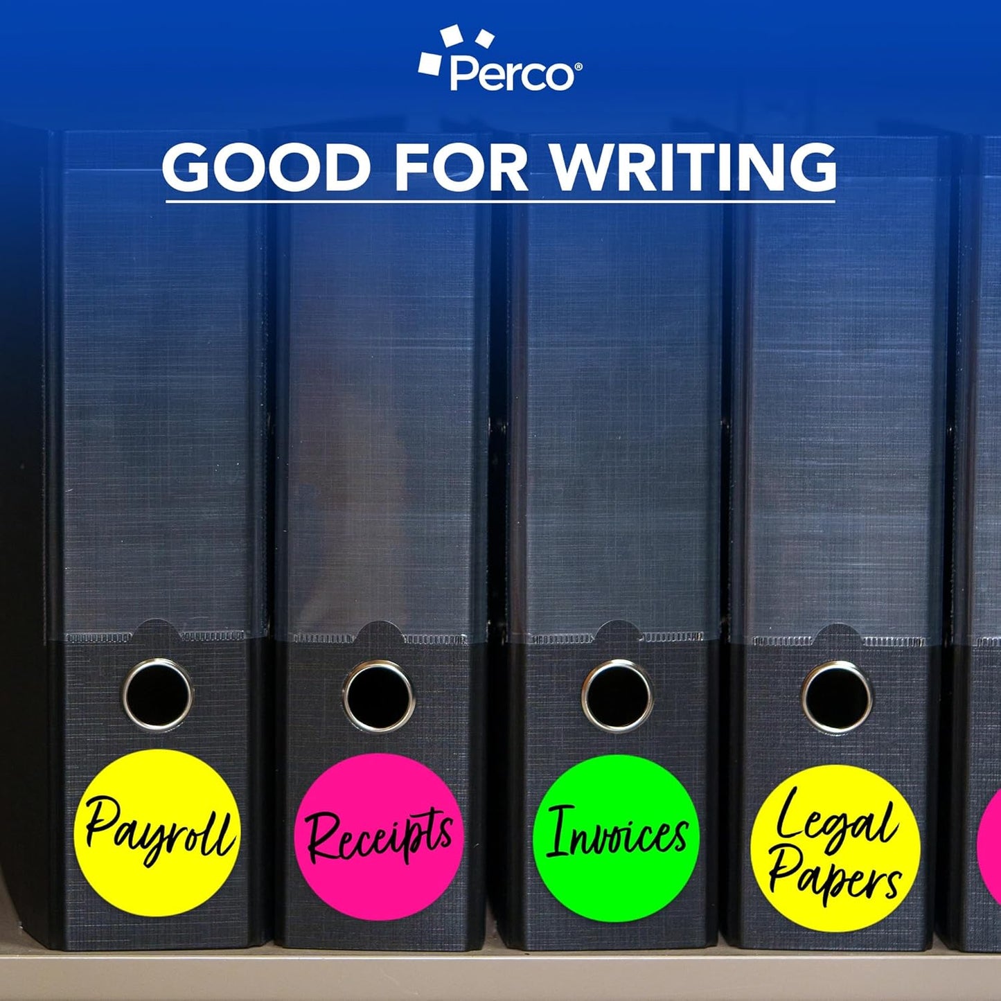 Perco 4-Inch Perforated Circle Dot Sticker Labels — 3 Rolls, 1,200 Round Fluorescent Stickers (1 Green, 1 Yellow, 1 Pink) — with Permanent Adhesive for Event Signage, Safety Warnings — Made in USA