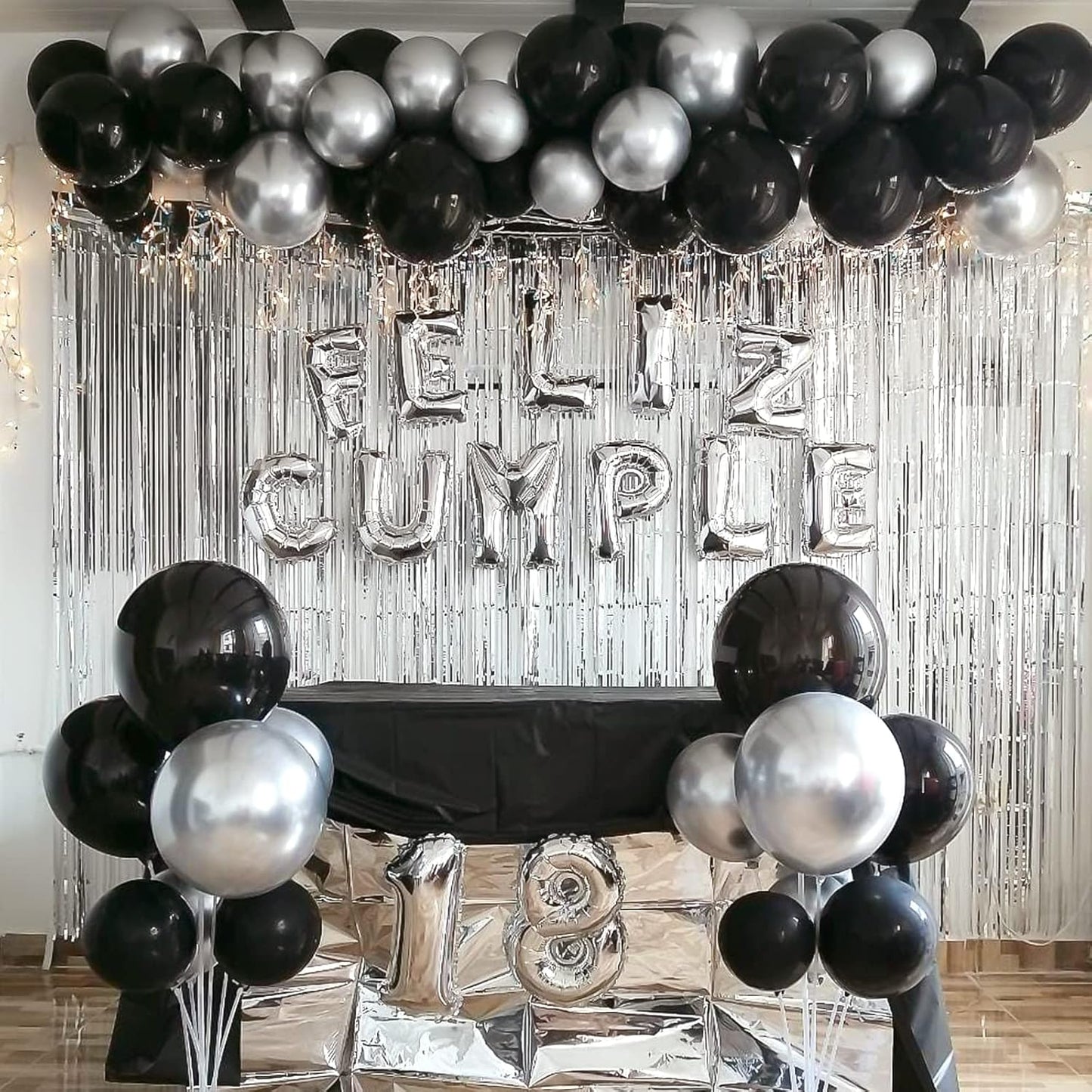 RUBFAC Black Balloons for Balloon Arch 129pcs Different Sizes Pack of 18 12 10 5 Inch Garland Kit, Latex Halloween Balloons for Party Decorations Birthday Wedding Decor