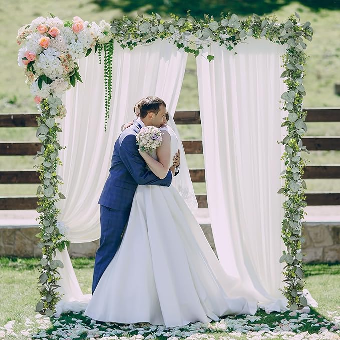 2 Pcs Eucalyptus Garland,5.9 FT Artificial Greenery Garland Fake Vines Flower Garlands for Wedding Table Centerpieces Arch Indoor Outdoor Wall Backdrop Decorations