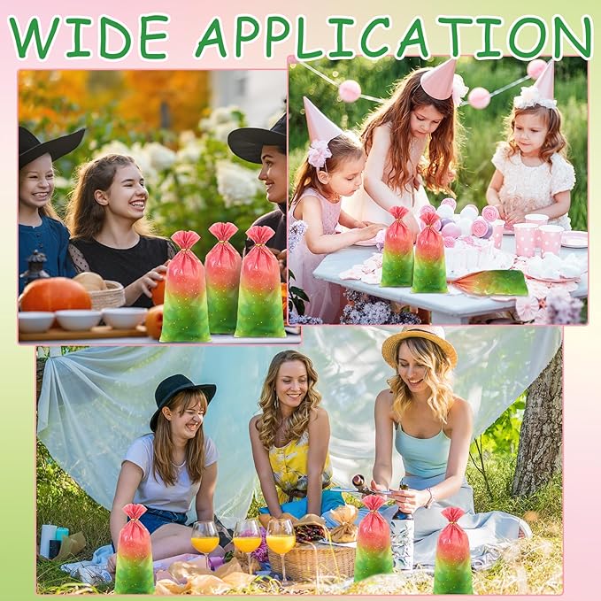 Sweetude 100 Pcs Wildflower Party Cellophane Treat Bags Candy Plastic Clear Goody Bags Flat Bottom Gift Supplies for Baby Shower Bridal Shower Birthday Wedding Party Favors, 11"x 5"(Colorful Style)