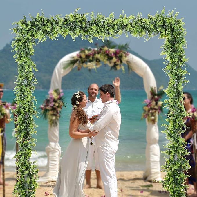 Artificial Vines Faux Eucalyptus Garland, 2 Pack Fake Eucalyptus Greenery Garland Wedding Backdrop Arch Wall Decor, 6 Feet/pcs Fake Hanging Plant for Table Festival Party Decorations