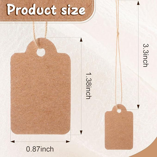 Outus 500 Pack Blank Price Tags 1.38 x 0.87 inch Marking White Price Tags with String Attached Merchandise Writable Strung Hang Label for Selling Jewelry Clothing Gift (Vintage Style)