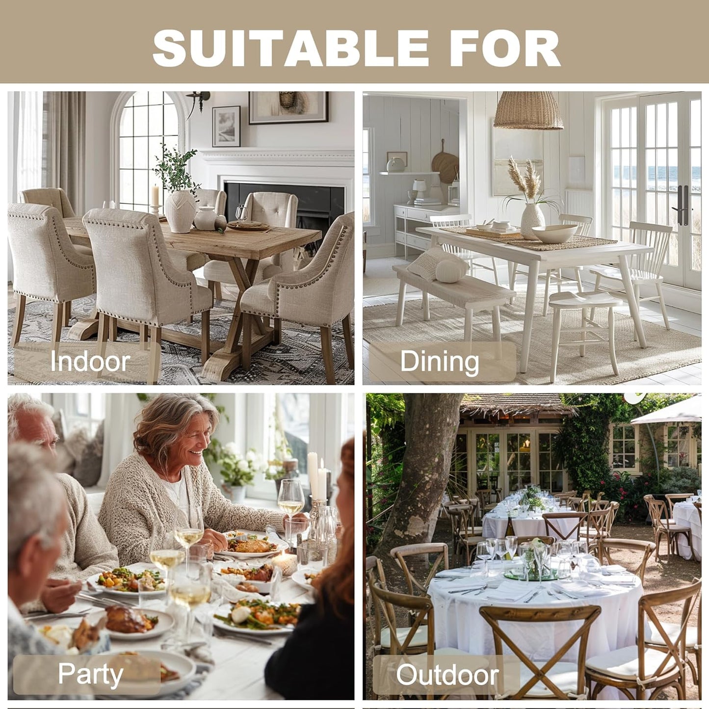 Hiasan 2 Pack Faux Linen Square Tablecloth - Wrinkle and Stain Resistant Washable Table Cloth for Kitchen Dining Room Holiday Table Cover for Party Dinner, Beige, 30 x 30 Inch