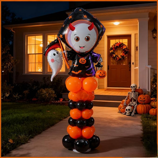 10pcs 12inch Black Orange Latex Balloons Party Theme Halloween Balloons Decor for Baby Shower Wedding Anniversary Halloween Baby Birthday Party Decorations (Ghost)