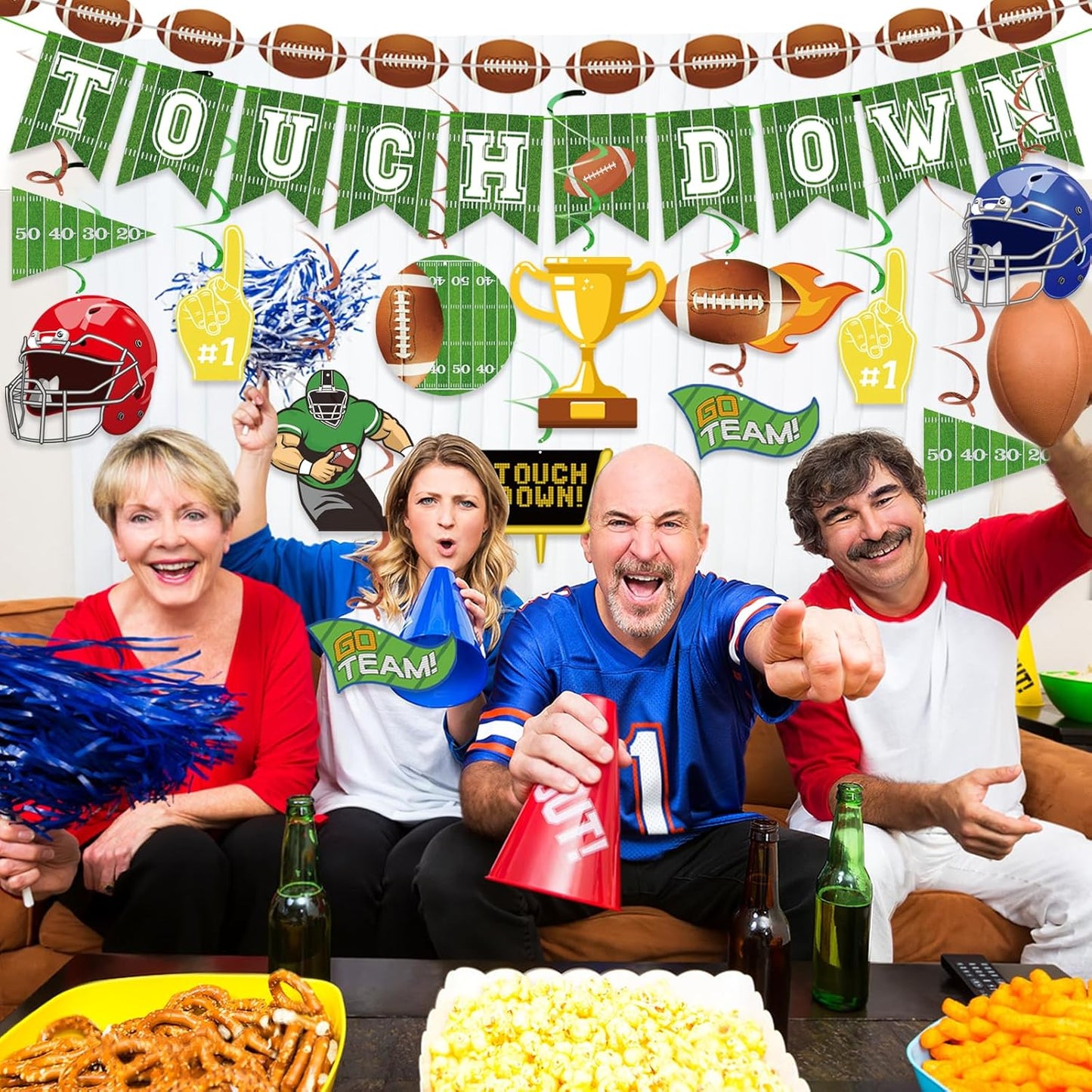 34Pcs Football Party Decorations Super Bowl Party Supplies Game Day Accessories Birthday Tailgate