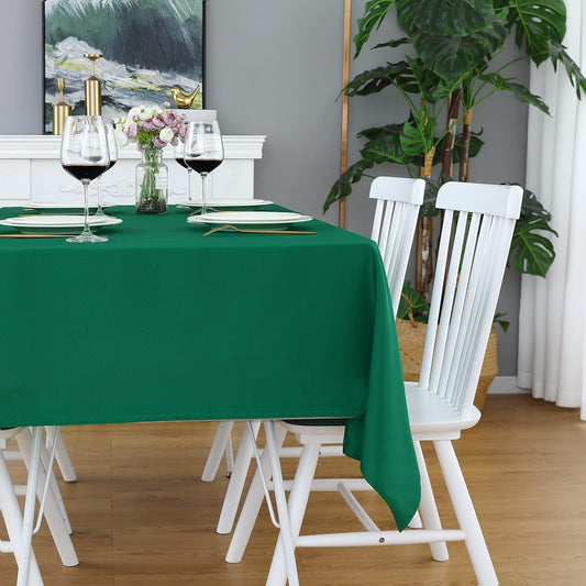 FOLINS&HOME Green Rectangle Tablecloth - 90 x 132 Wrinkle Free Waterproof Polyester Table Cloths, Spillproof Heavy Duty Washable Table Cover for Party, Banquet, Wedding, Indoor - Rectangular/Oblong