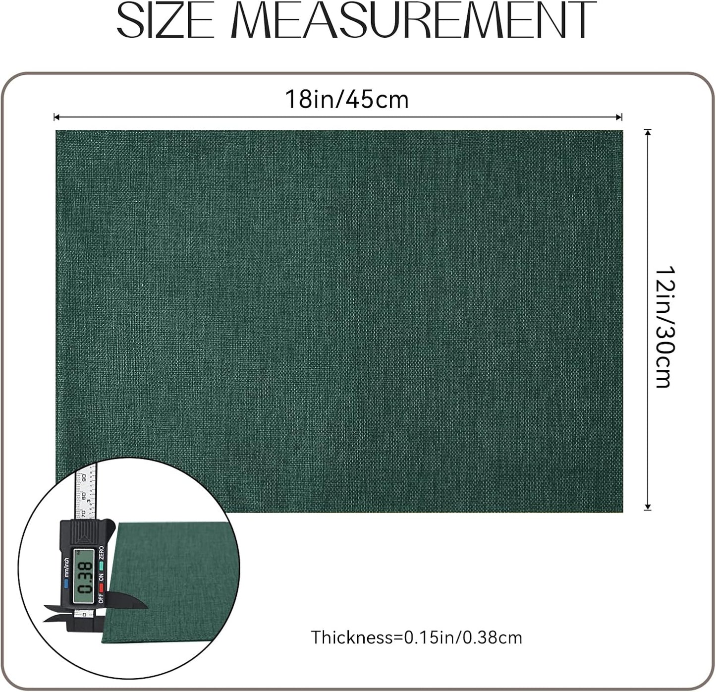 Romanstile Cloth Placemats Set of 6-12 x 18 Inch, Heat Resistant Double Layered Thickened Burlap Christmas Place Mats, Washable Linen Farmhouse Table Mats for Kitchen/Dining/Party/Outdoor, Green