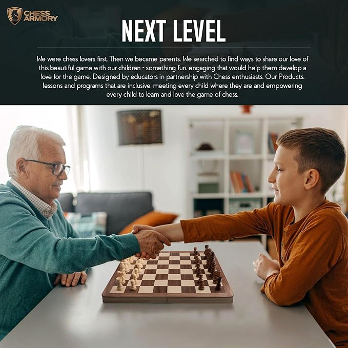 Chess Set Magnetic - Premium Wooden Board Game with a Portable Wood Case and Secure Storage for Pieces, Set for Kids and Adults (Beech Wood) - Chess Armory