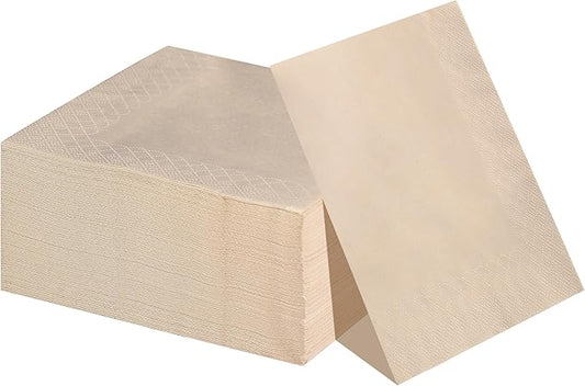 MORGIANA 100 Pcs Disposable Paper Napkins, Eco Napkins Biodegradable, Compostable Serviettes, Brown Cocktail Napkins for Party, Bar, Christma(33 * 33CM)