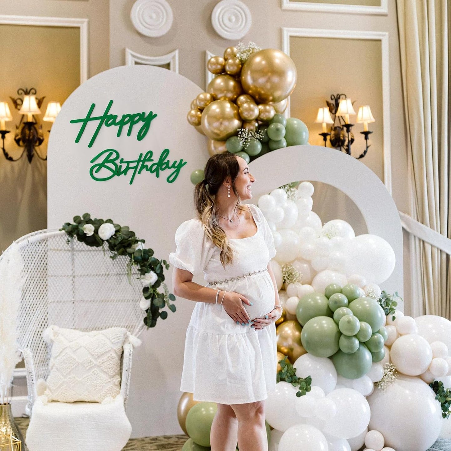 Green Happy Birthday Sign for Backdrop - Felt Happy Birthday Letters for Balloon Arch Party Wall Decor Large Sign for Boys Girls Women Party Baby Shower Decorations