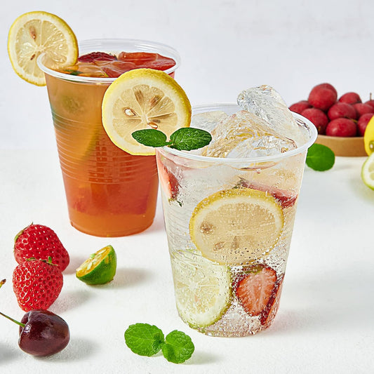 Turbo Bee 16oz Disposable Plastic Cups 420 Pack,Clear Party Cups, Transparent Tumblers, Bulk 16oz Drinking Cups for Large Gatherings, Restaurants, Daily Use, or Bulk Commercial Needs