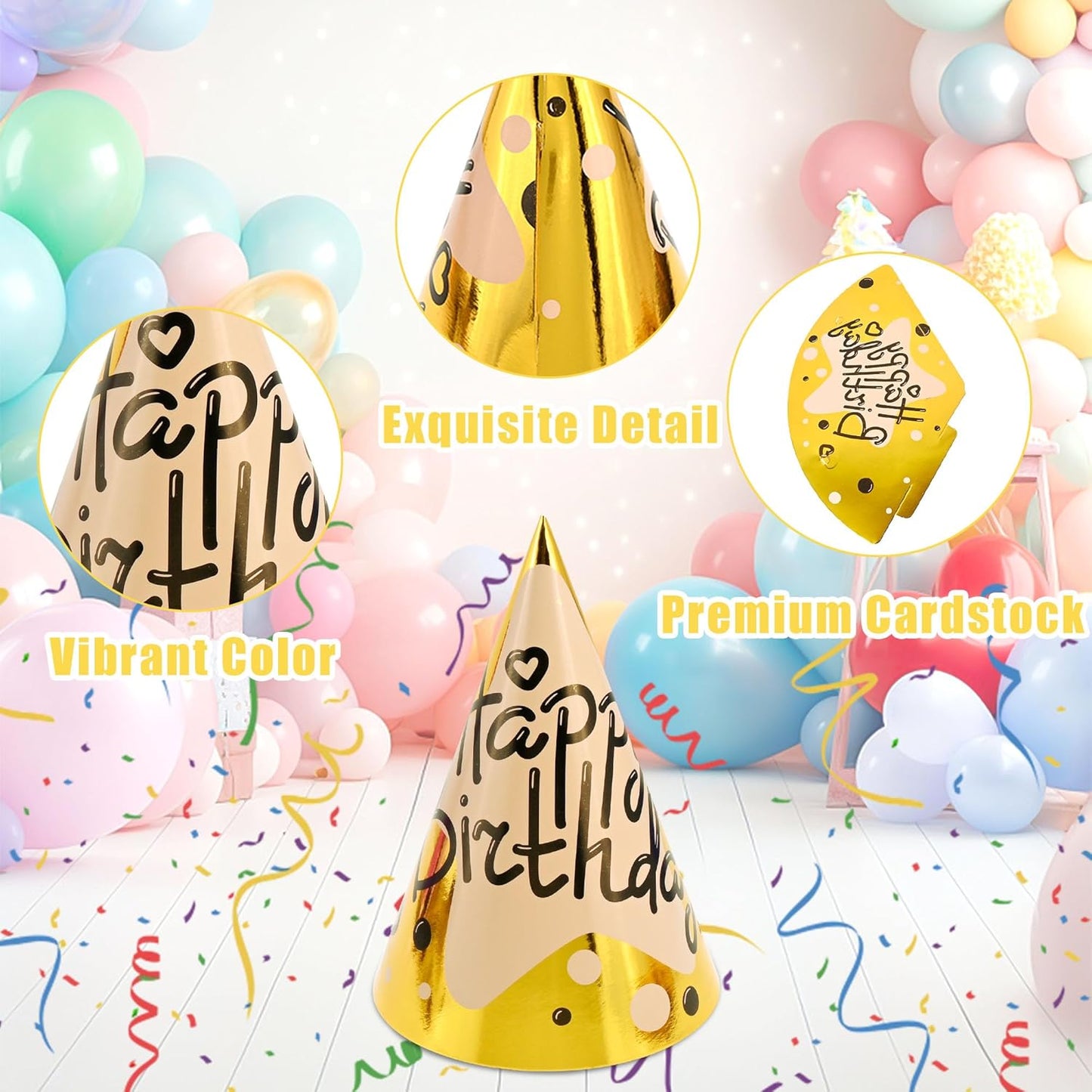 CANREVEL Party Hats for Kids and Adults, Party Supply for Party Decorations, Party Headwear for Birthday Celebration