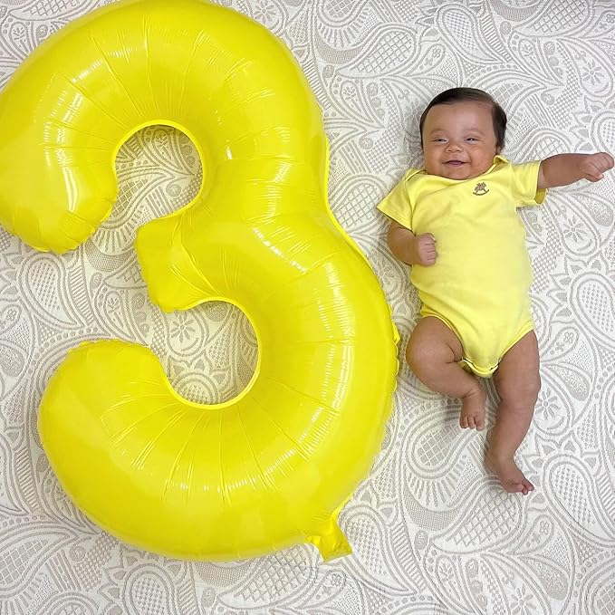 Yellow Number 4 Balloon 40 Inch, 4th Birthday Party Decorations for Children, Giant 4 Foil Balloon for Party Supplies