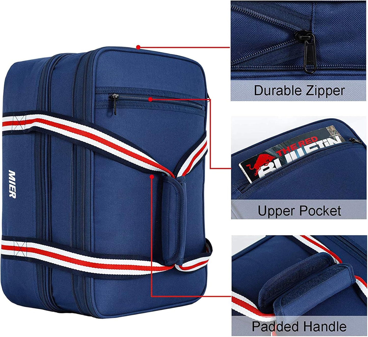 MIER Insulated Double Casserole Carrier Thermal Lunch Tote for Potluck Parties, Picnic, Beach, Fits 9 x 13 Inches Casserole Dish, Expandable by Mid Zipper, Navy
