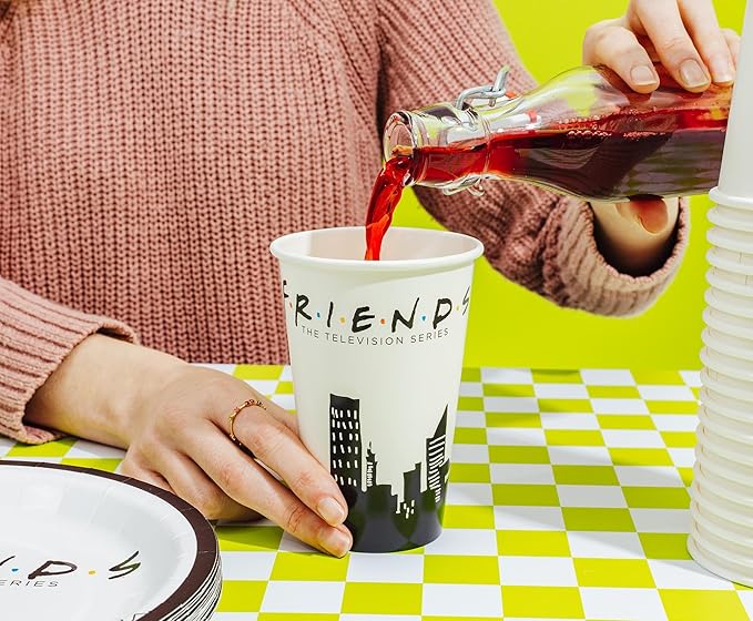 Silver Buffalo Friends the Television Series New York Skyline 60 Pack Partyware Disposable Paper Plates, Napkins, and Cups