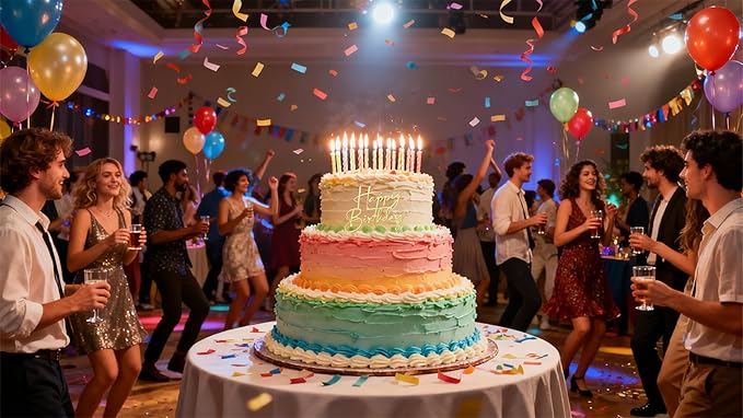 Happy Birthday Cake Topper Mirror Acrylic Cake Topper Side Cake Topper Gold Cake Insert Cake for Birthday Party (Gold-1(6.5 * 6.5IN))