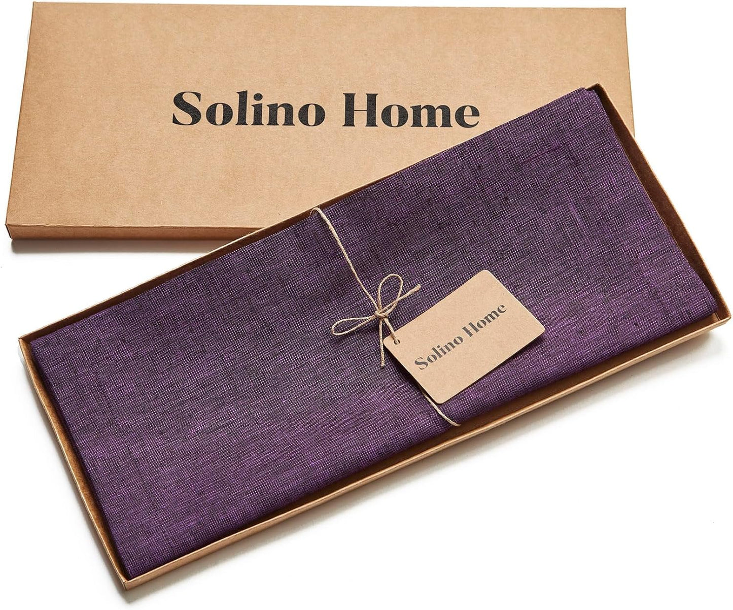 Solino Home Linen Table Runner 156 Inches Long - Athena, 100% Pure Linen Grape Table Runner 14 x 156 Inch for Dining, Fall, Autumn, Halloween, Thanksgiving - Handcrafted and Machine Washable