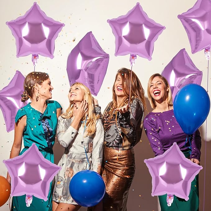 20 Pcs Star Balloons,18 Inch Purple Star Foil Balloons,Stars Shaped Balloon Mylar Helium Balloon for Birthday Party Anniversary Wedding Baby Shower Decorations (Lipurple)