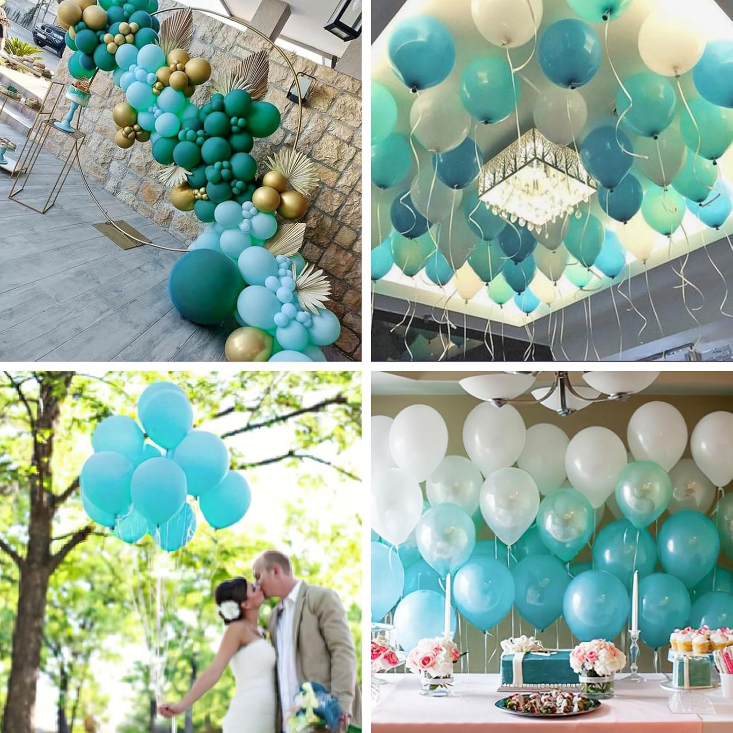 PartyWoo Teal Balloons 100pcs Different Sizes Pack of 18 12 10 5 Inch Turquoise Dark Teal Balloon Arch Kit for Baby Shower Gender Reveal Graduation Mermaid Birthday Pool Party Decorations Blue-Y69