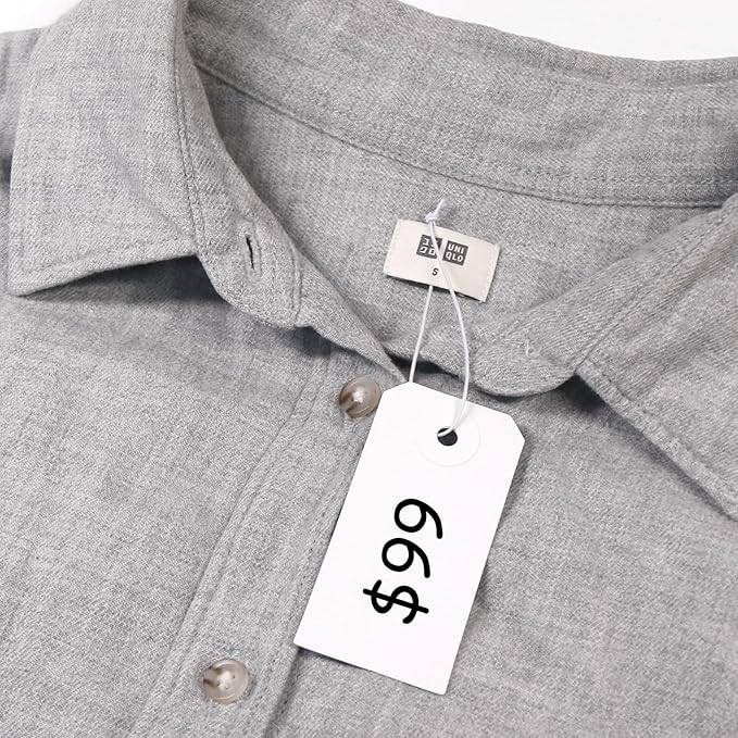Coideal 200 Pcs Small Blank Marking Strung Tags - Writable Display Label Hang Tags with Elastic String (2 3/4" x 1 3/8")
