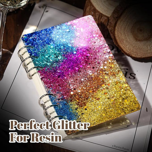 LEOBRO Chunky Glitter, 24 Colors Glitter for Crafts, Resin, Sequins for Crafts, Hair Body Face Makeup Nail, DIY Party Decorations, Solid Color