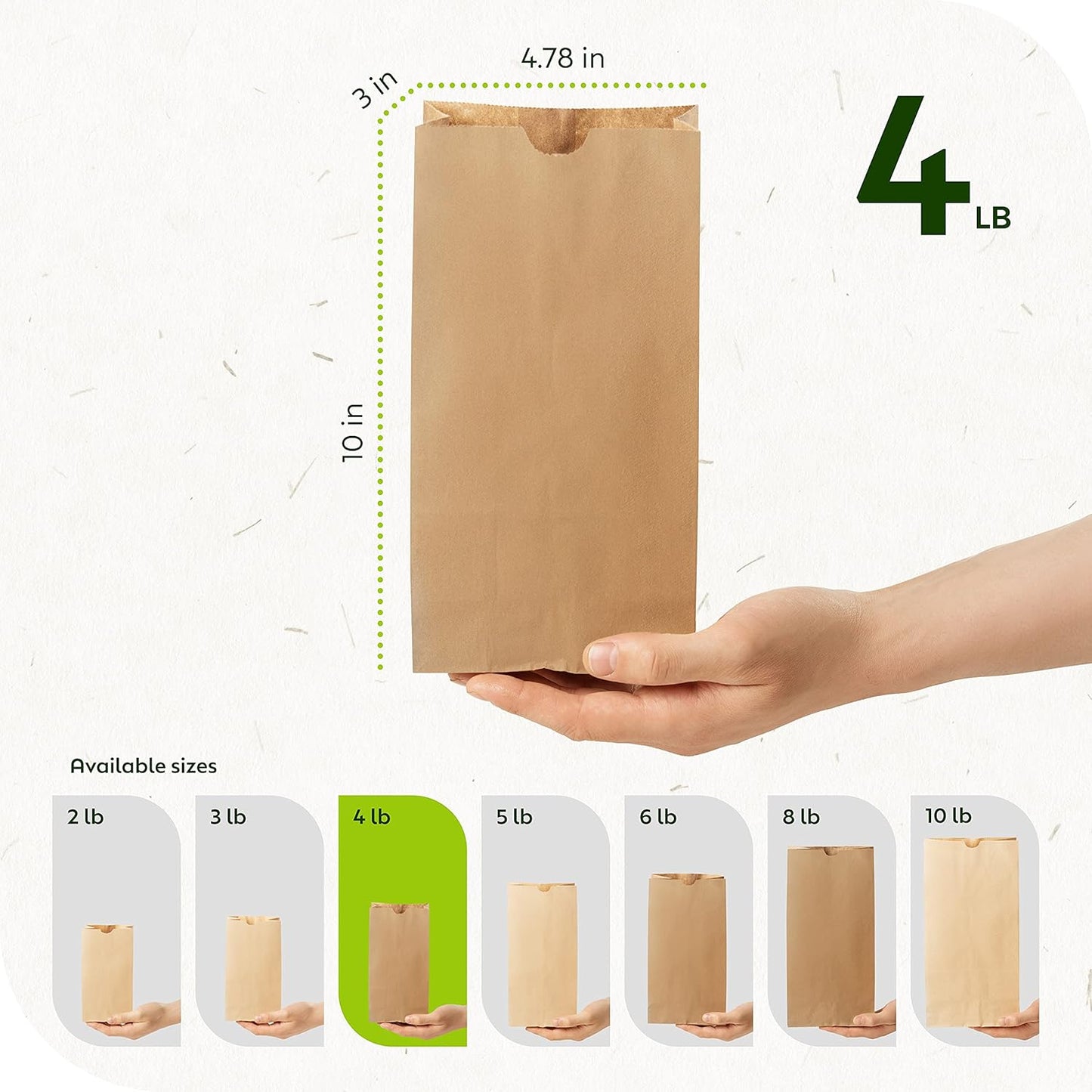 Paper Lunch Bags, Paper Grocery Bags, Durable Kraft Paper Bags, 4 Lb Capacity, Brown Pack of 500 Bags
