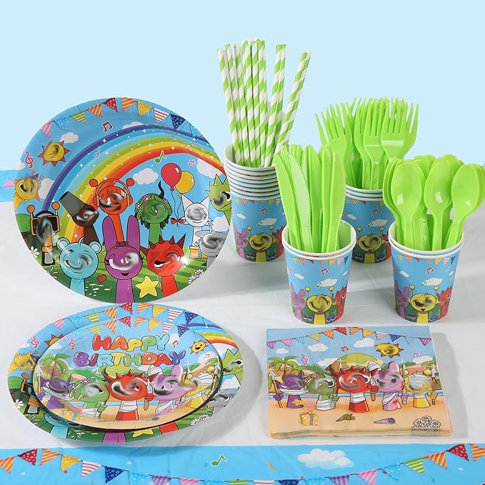 229 PCS Birthday Party Supplies Set β Complete Birthday Decorations with Balloons, Banner, Tablecloth, Cake Toppers, Stickers & Backdrop β Fun Decorations for Kids & Fans