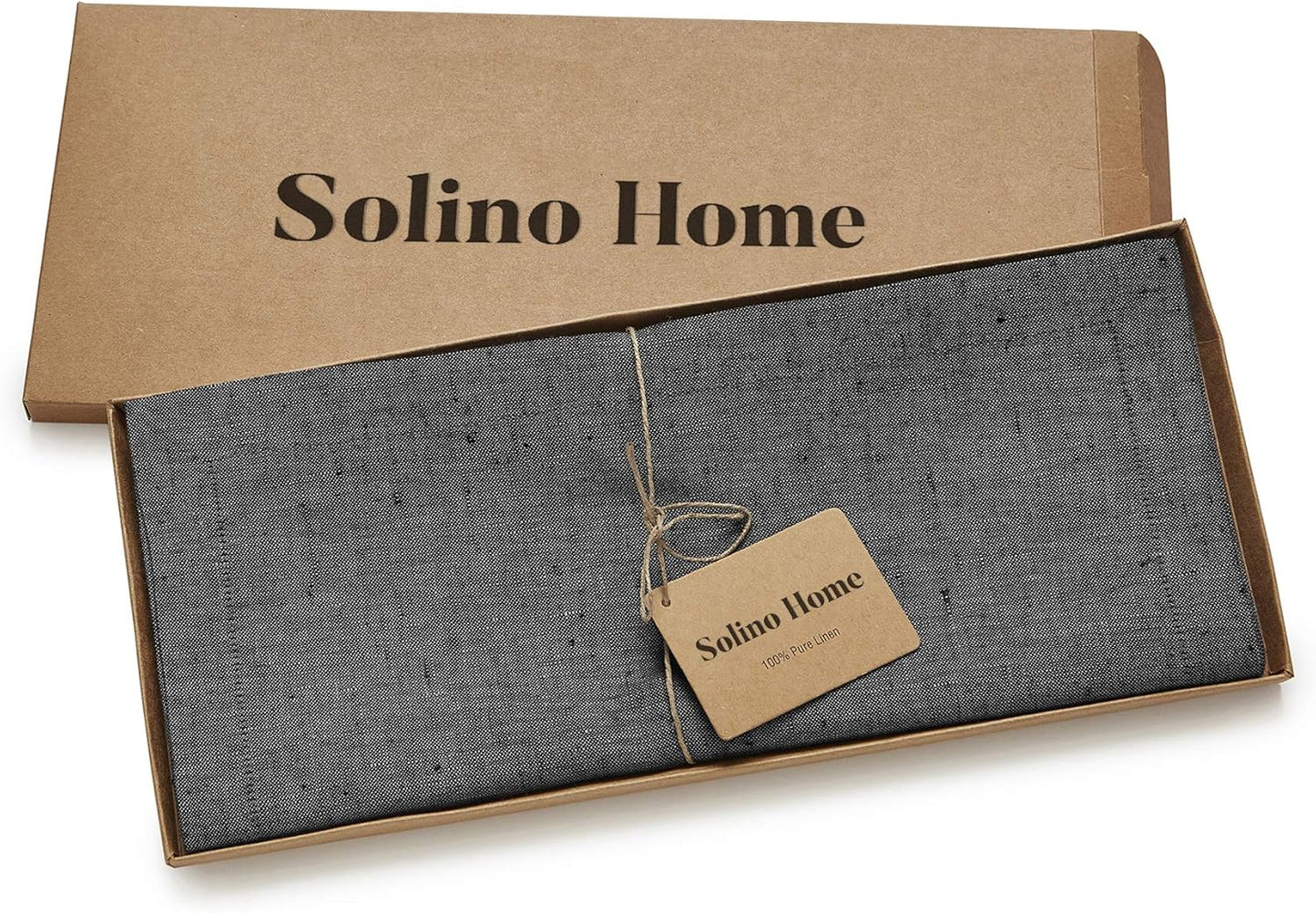 Solino Home Linen Table Runner 36 Inches - 100% Pure Linen Charcoal Grey Table Runner 14 x 36 Inch Ideal for Dresser and Coffee Tables - Athena - Halloween, Thanksgiving