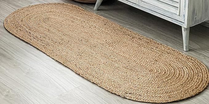 VDS Pack of 1 - Oval Jute Rug Braided Table Runner 100% Natural Burlap Reversible Rustic Hessian Table Cloth Centerpiece for Wedding ,Home, Kitchen, Table Decoration (Size 13x72 Inch) (Natural)