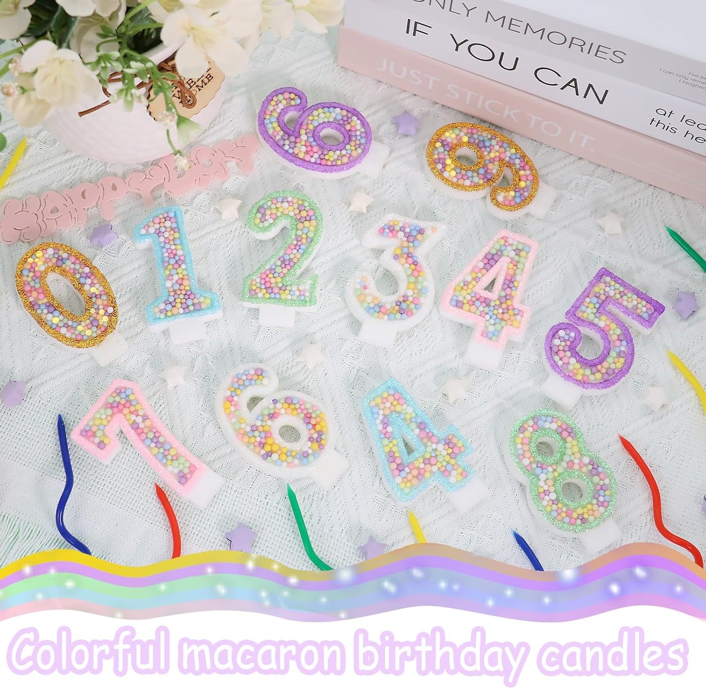 Birthday Candles - Number 5 Candle, Colorful Macaron Candles for Boys/Girls, Purple Birthday Decorations, Purple Cake Decorations